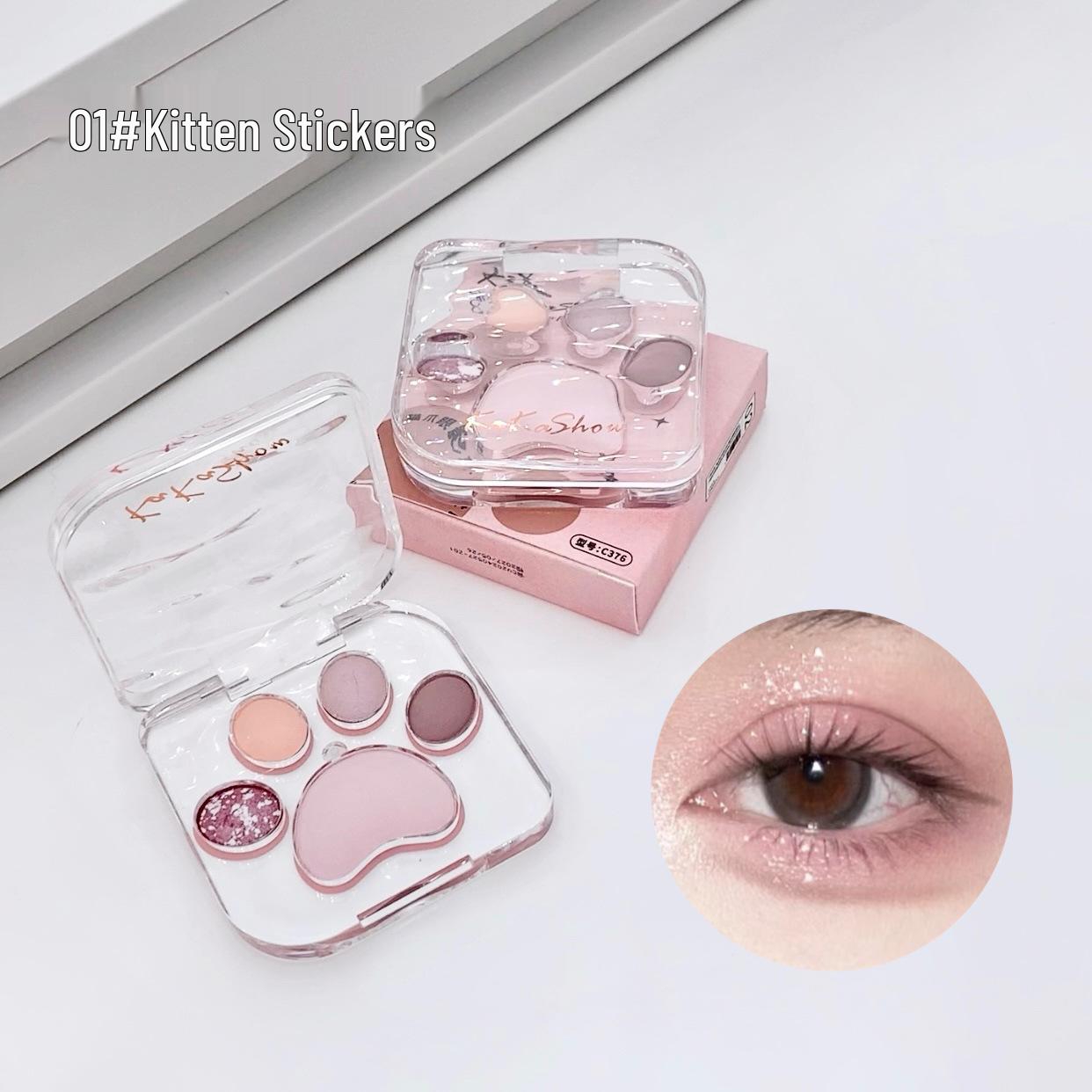 Kakashow Cat Paw Matte & Shimmer Earth Tones Eyeshadow Palette - Beginner Friendly & All-in-One 4x800mg + 2.8g