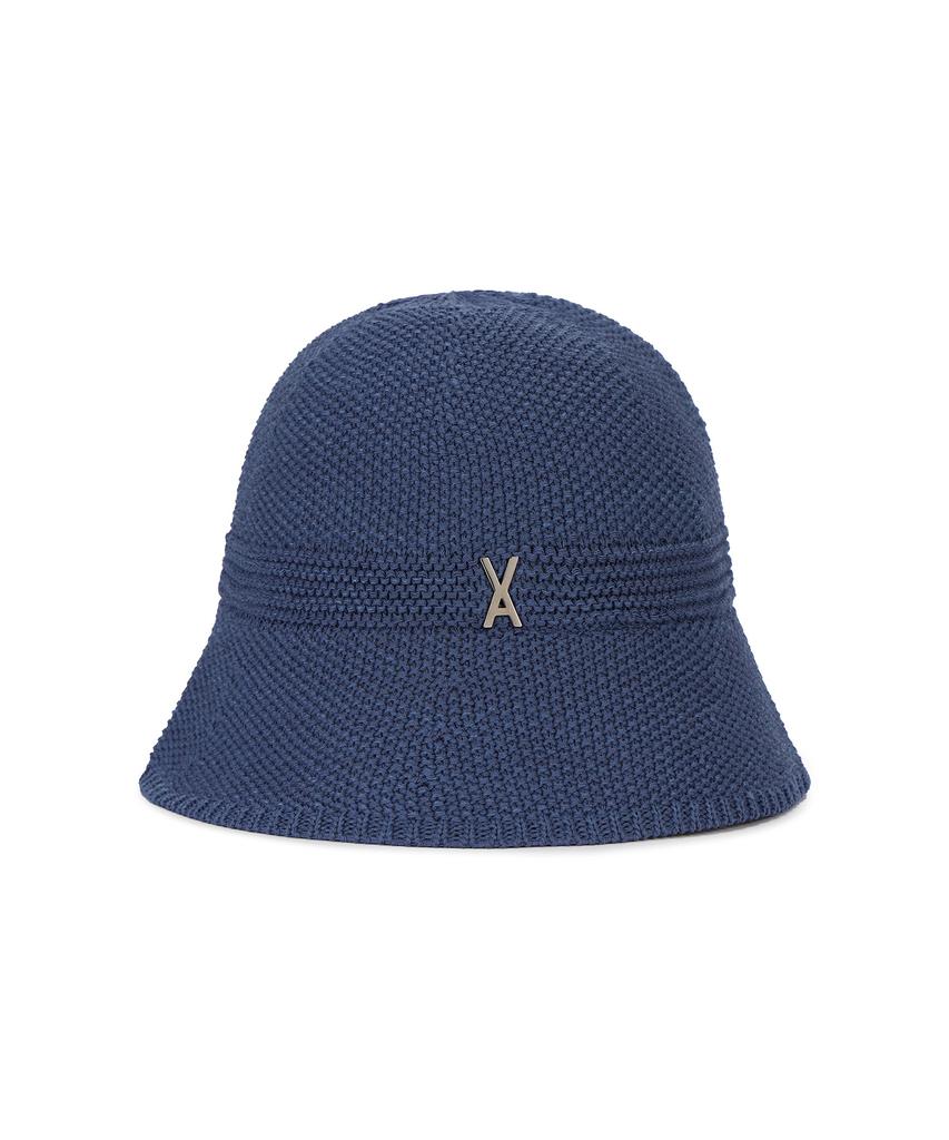 Bajal Studded Logo Summer Knit Bucket Hat Navy