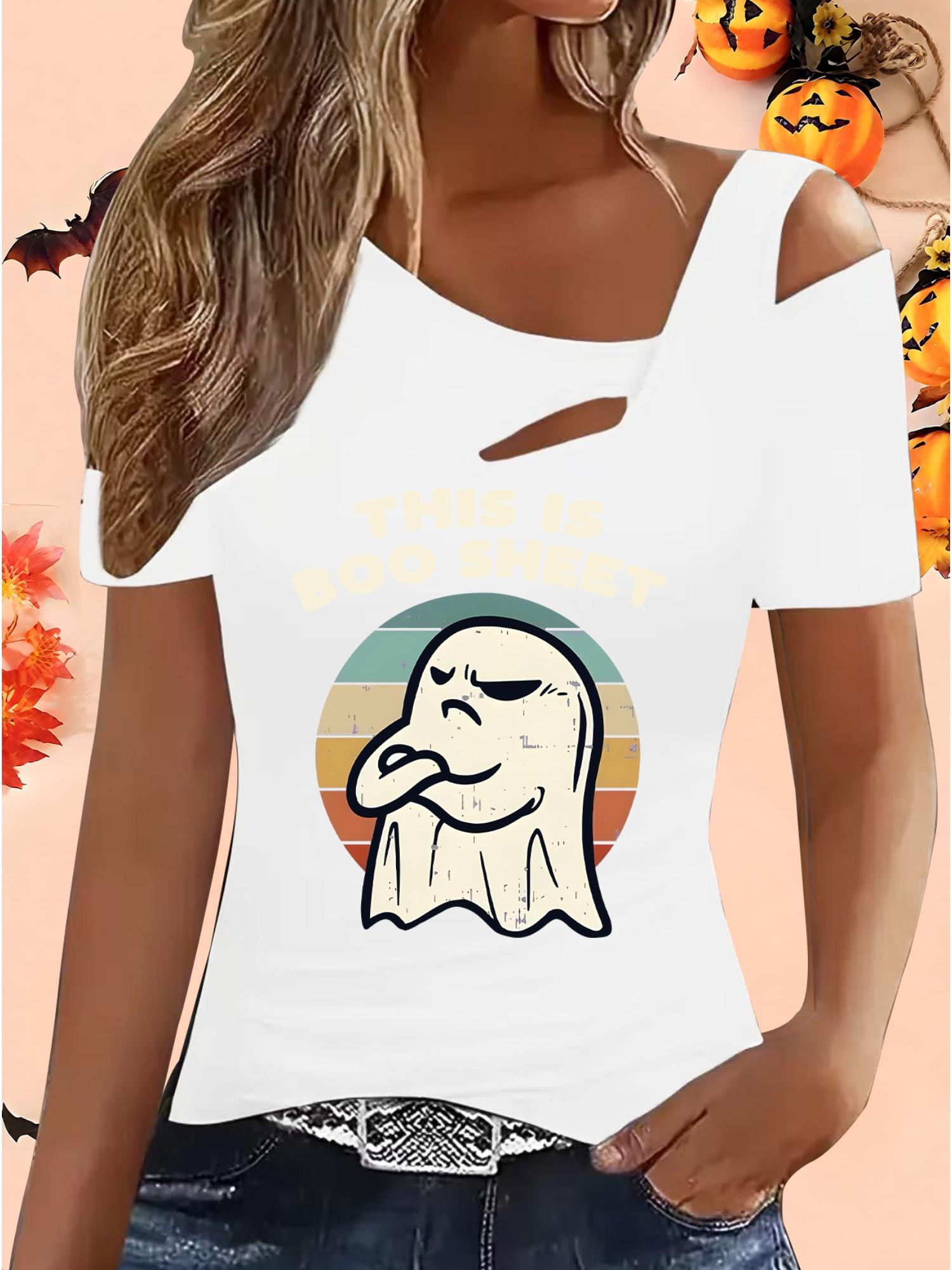 

Женские Свободные Топы Блузки Рубашки Подарок на Хэллоуин и Рождество XXL белый