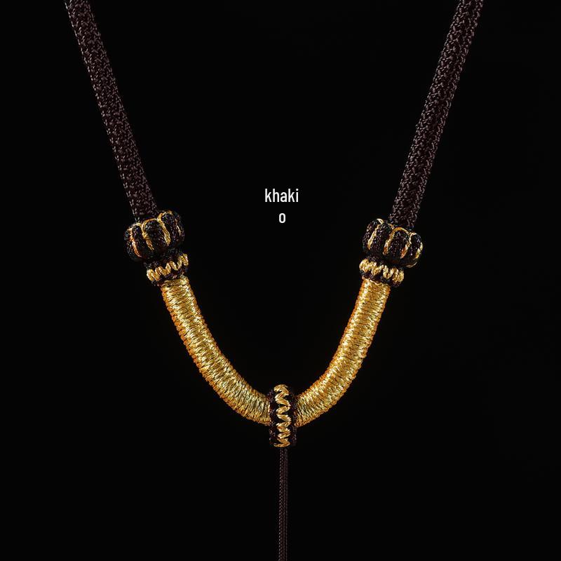 Hand-Woven Black Jadeite Gold Pendant Rope for Men & Women