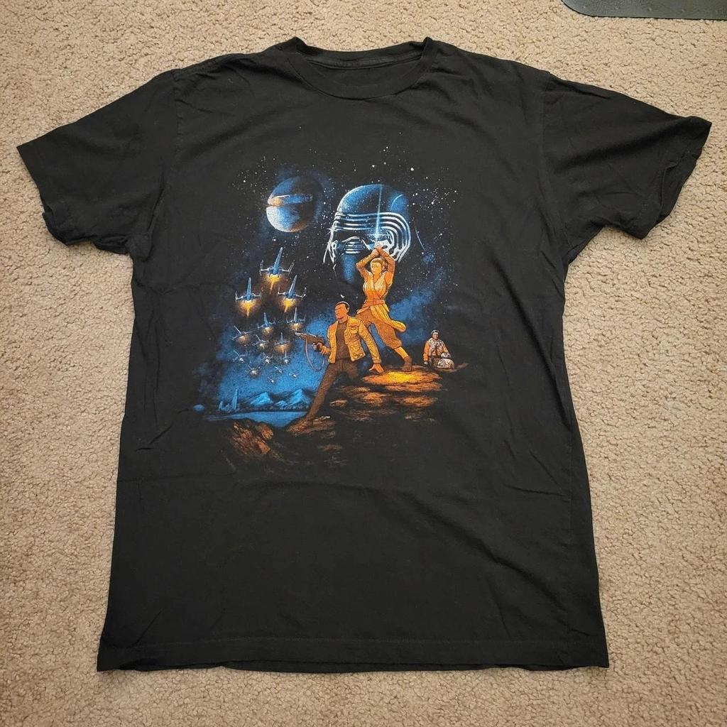 Star Wars Japanisches Filmplakat Kurzarm T-Shirt Retro Tee Mandalorian Chewbacca Herren Damen Kind Lässig Rundhals Tee Oberteile