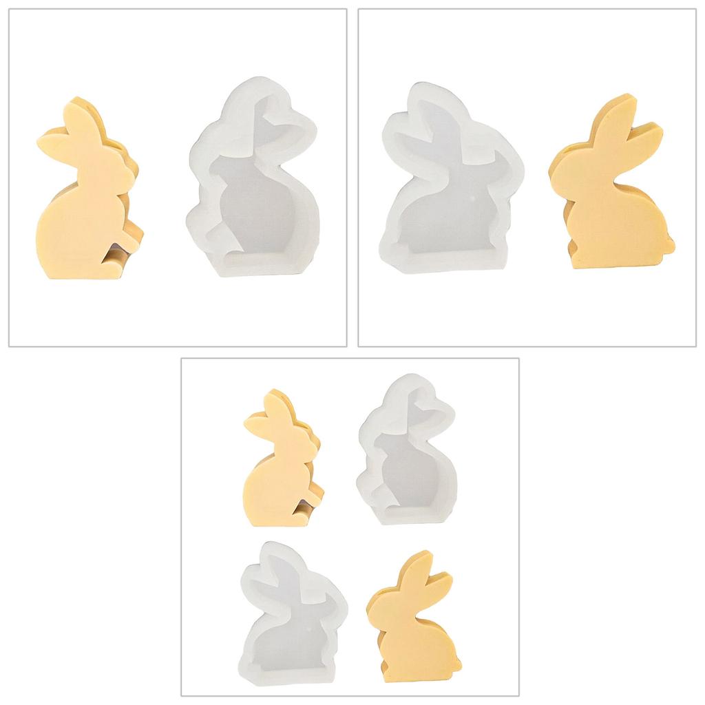 Rabbit Candlestick Silicone Mold Gypsum Plaster Mold Easter Candle Holder Molds for DIY Jewelry Organizer Home Decor