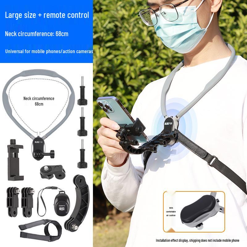 Neck-Mounted Sports Camera and Phone Holder for Cycling