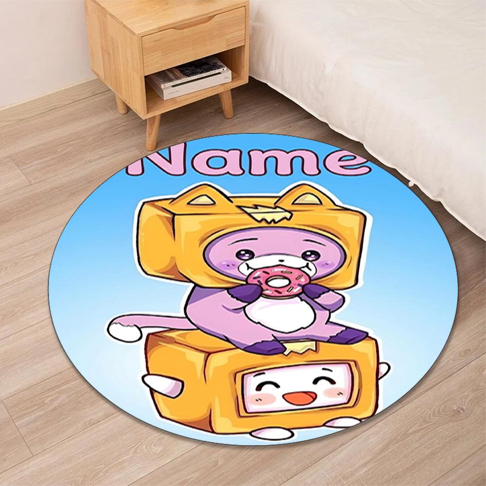 Custom Name LankyBox Printed Round Rug Carpet Chair Rug Area Rug Entryway Doormats,for Office Chair Living Room Bedroom Kitchen Room.