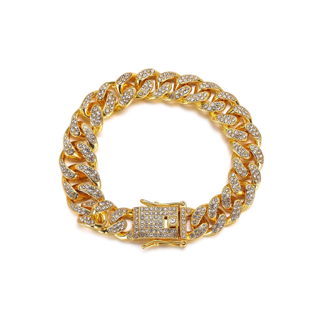 Unisex Hip Hop Diamond-Studded Cuban Chain Bracelet & Necklace