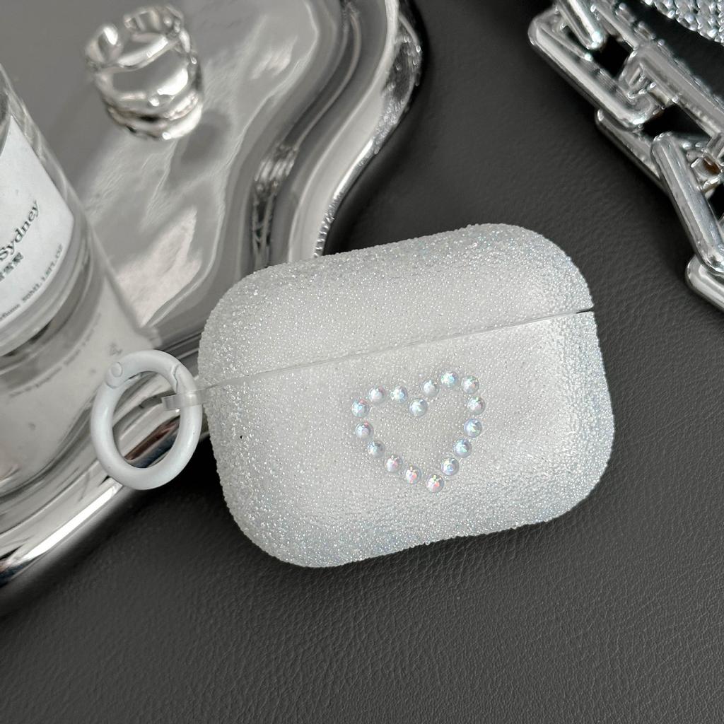 Popping beads shiny candy color earphone protective case AirPods 1 generation love pink diamond earphone cover pro1 with hook