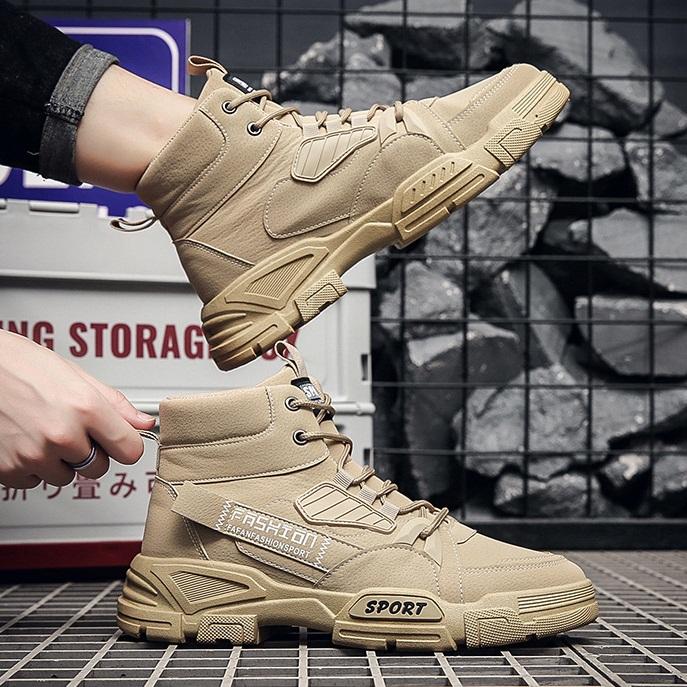 Leisure Outdoor Work Boots Trendy Men's Shoes Fashionable Leather Boots, British High Top Boots
