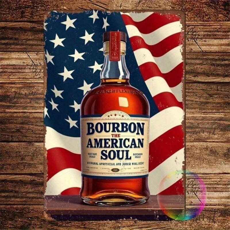 Metal Wall Art Whiskey Bourbon Bar Decor 8x12 Inch Vintage Home Decoration