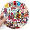 50 UK-Themed Waterproof Cartoon Stickers: Outdoor Scenery for Travel, Water Bottles, and Suitcases