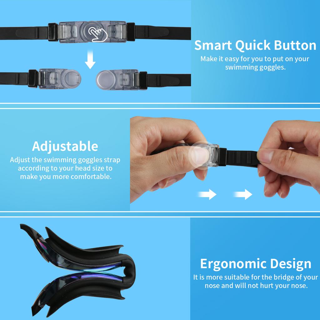 High-definition Swim Goggles with Retail Box Large-frame Swimming Goggles Anti-fog No Leaking for Boys And Girls Adult Women Men