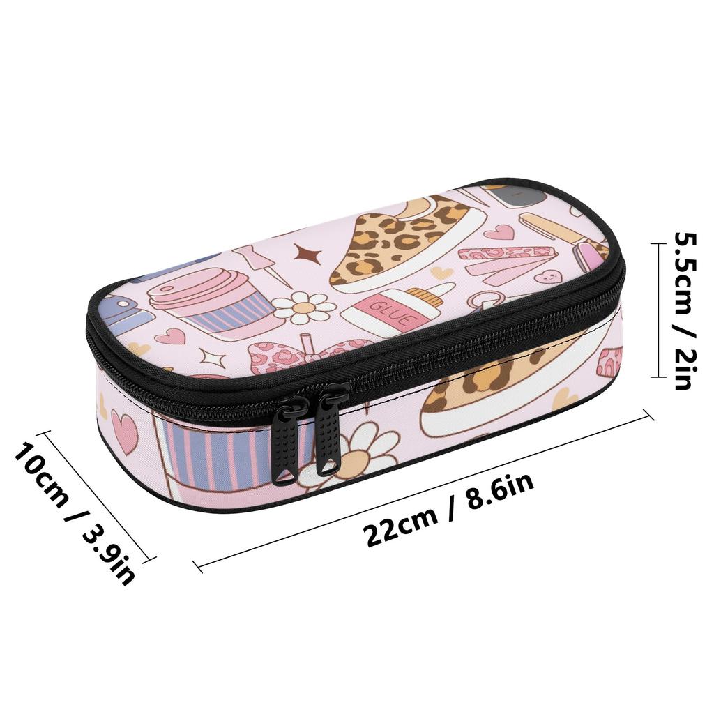 Pencil Bag Lightweight 300D Polyester Smooth Zipper with Main Compartment Mesh Pocket and Pen Slots for College and School Use