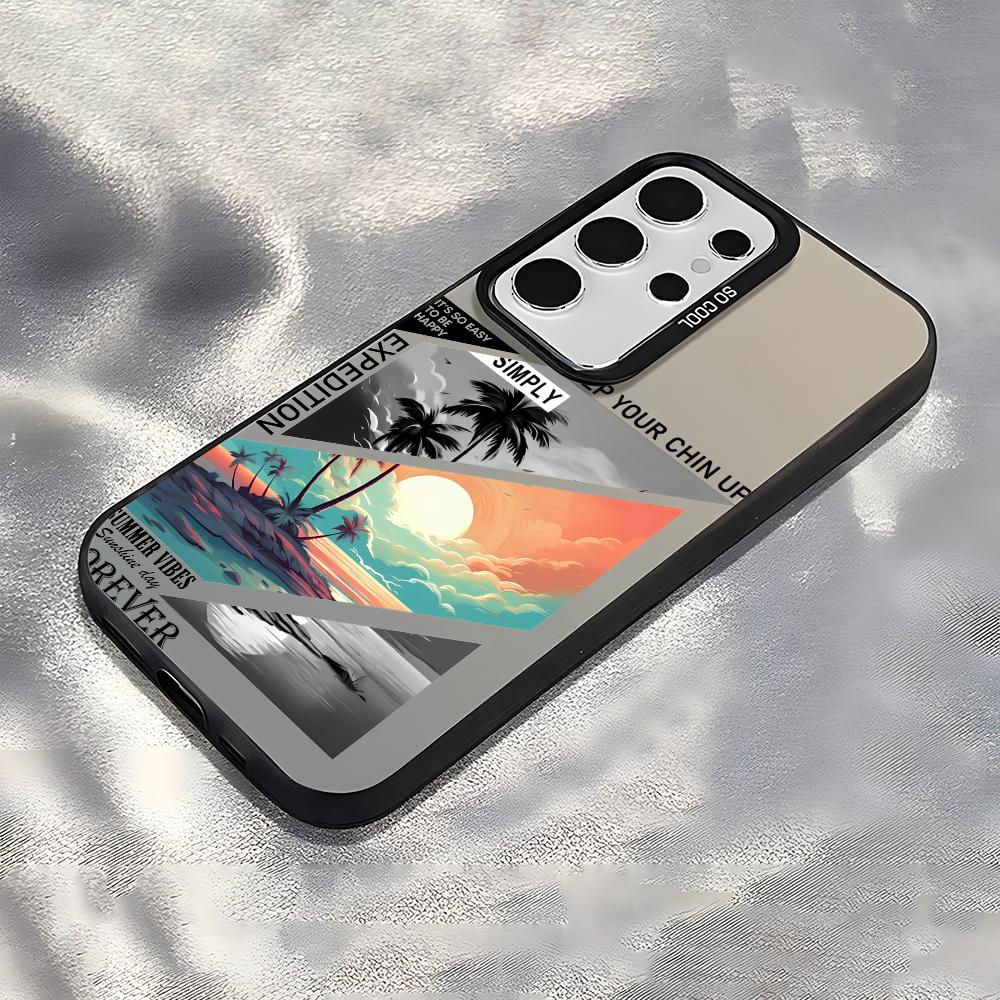 Fashion Landscape Phone Case For Samsung Galaxy S25 Edge S24 S23 S22 S21 S20 Ultra Funda Silicone Silver Cover