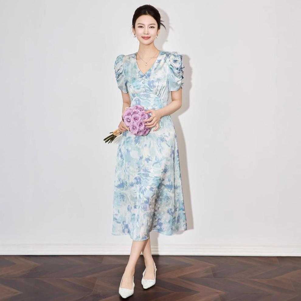 

Elegant High-Waist Jacquard Spring Dress for Women Large