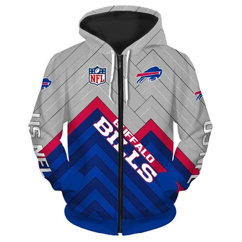 Herren Damen NFL Kapuzen-Reißverschluss-Sweatshirt Digitaldruck Lockerer Schnitt Freizeit-Sportbekleidung Alles