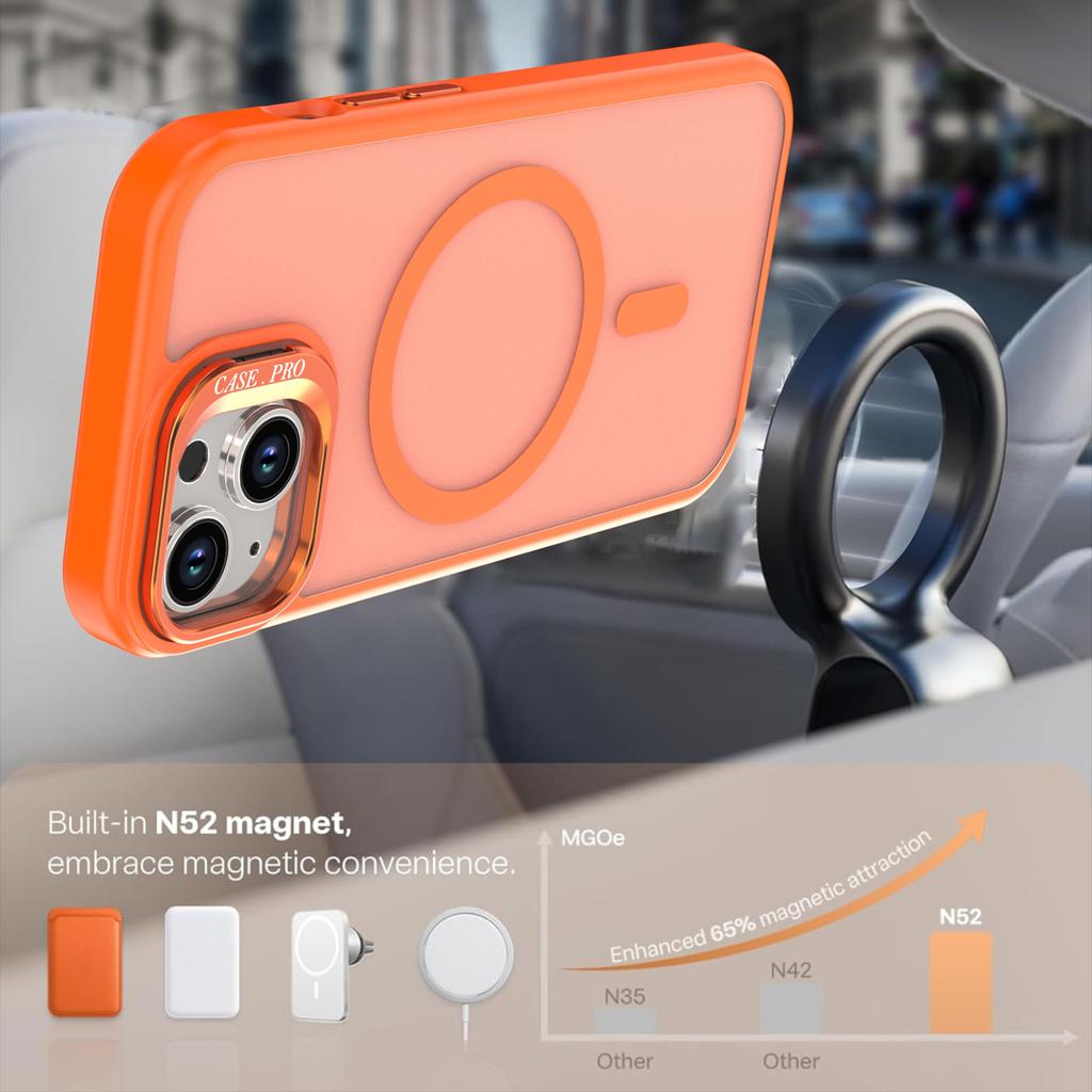 For iPhone 14/13 Case Foldable Kickstand Matte PC + TPU Phone Cover Compatible with MagSafe
