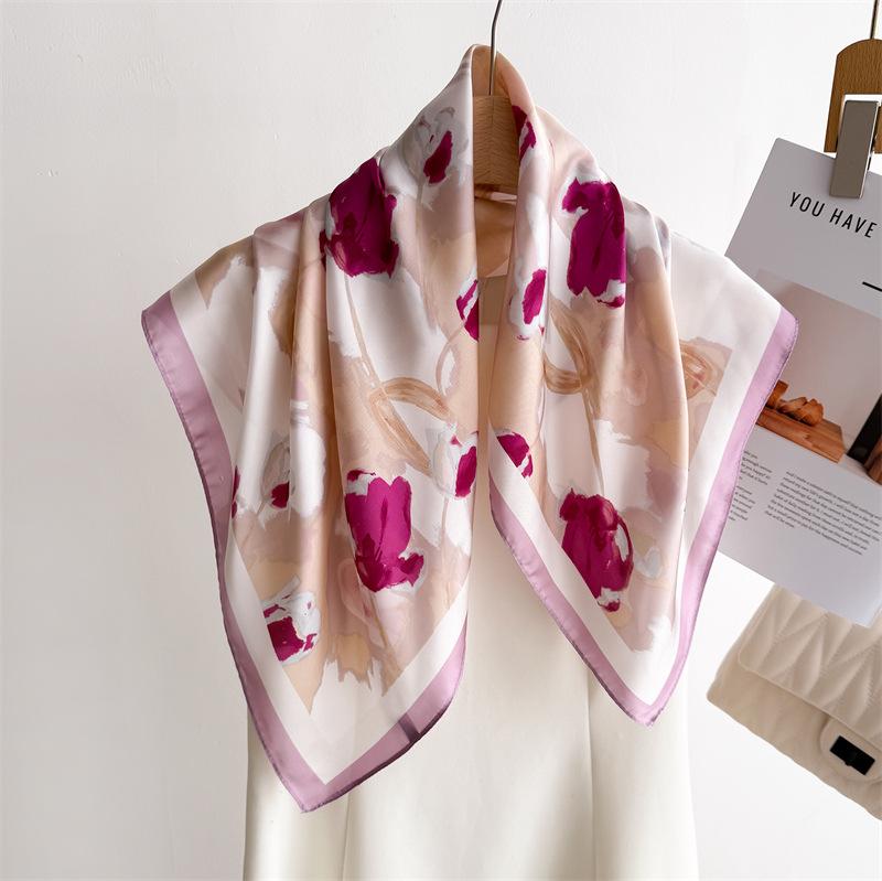Luxury Print Small Square Scarf Simulated Silk Thin Neck Scarf Fashion Sunscreen Headscarf Women 70x70cm Neckerchief Headband