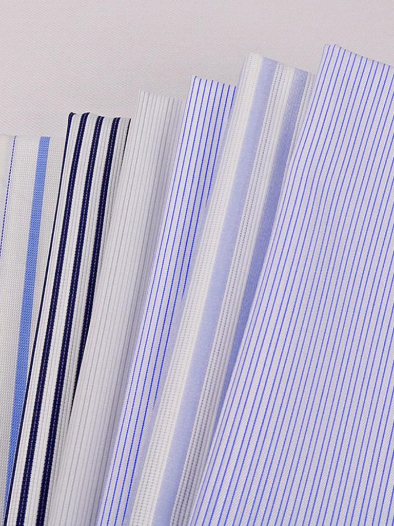 Blue, White, Gray Striped Cotton Fabric for Summer Shirts and Work Dresses