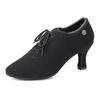 Frauen Schwarz Oxford Tuch Moderne Dballroom Tanzschuhe Lehrer Schuhe Dünne Ferse 7CM