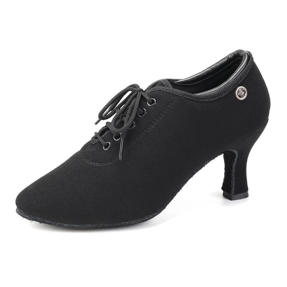 Frauen Schwarz Oxford Tuch Moderne Dballroom Tanzschuhe Lehrer Schuhe Dünne Ferse 7CM