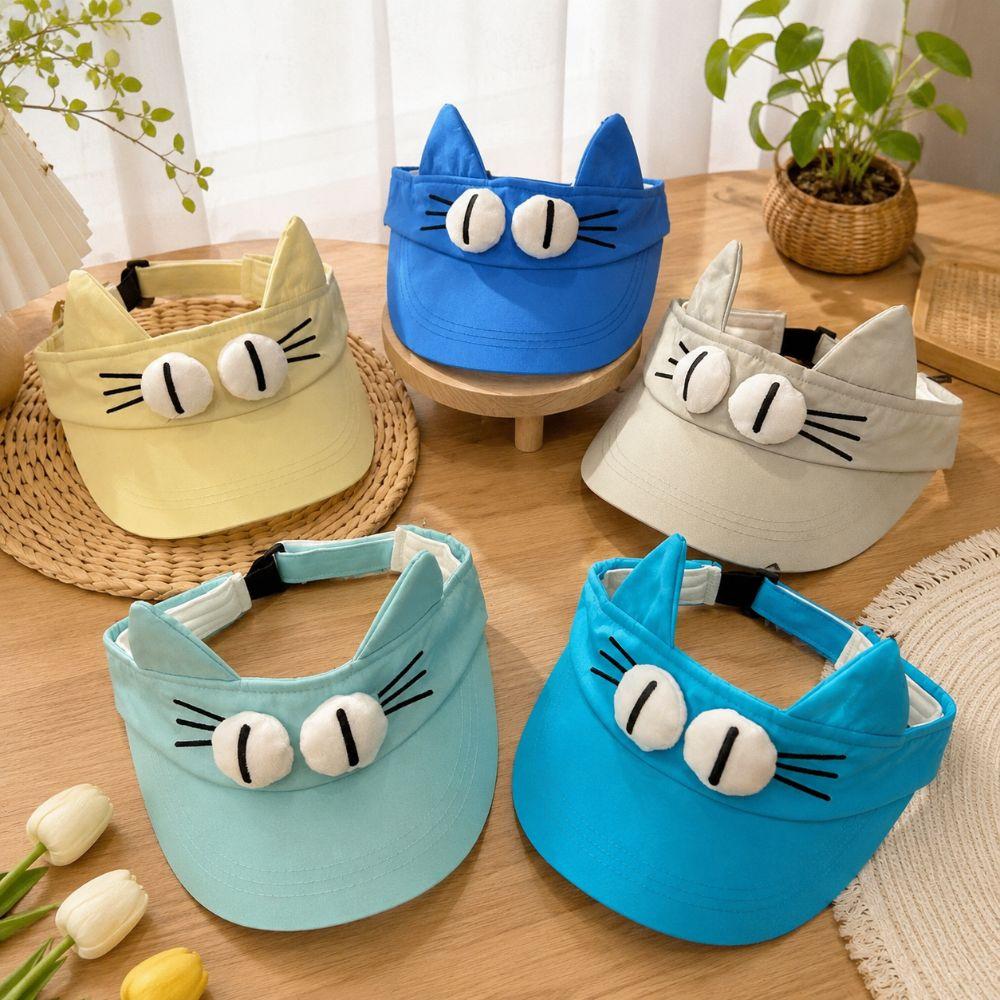 Big Eyes Cat Cat Ears Visor Cap Quick-drying Empty Top Cap Cute Sun Visor Women Summmer