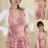 [Dry Rose] Polka Dot Millennium Sweet Spice Girl Wind Belly Skinny Cake Skirt Hot Spring Resort Split Swimsuit Women