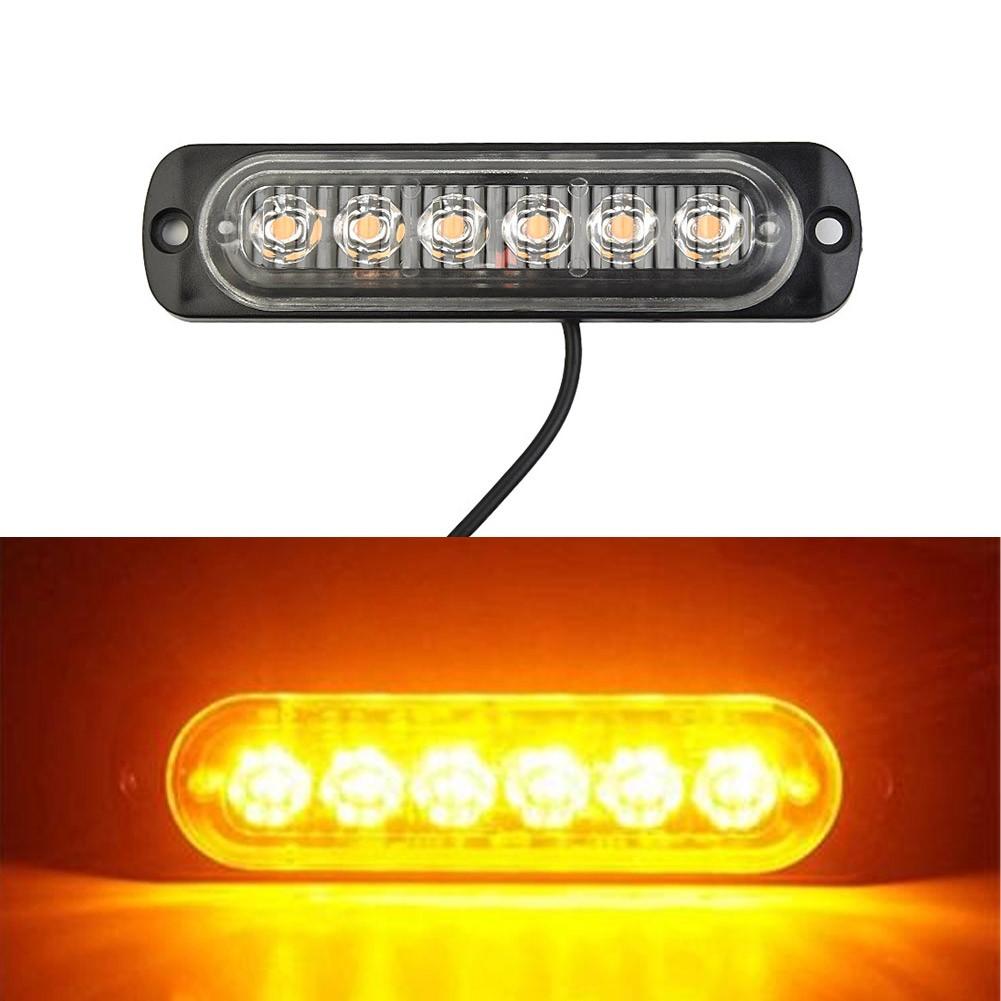 DC 12V 18W Yellow 6LED Car Truck  for Urgent Always Bright Light Lamp