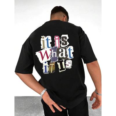 Es lo que es Camiseta gráfica de hombre Verano Algodón Moda Ropa extragrande Suelta Camiseta suave