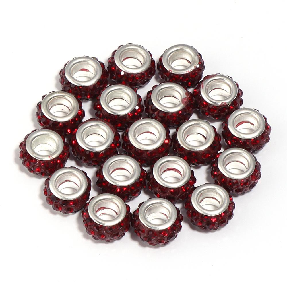 20pcs/Lot 11mm Clay Rhinestone Charm Beads for Jewelry Making Craft  Loose Spacer Beads Big Hole Beads DIY Bracelet Necklace