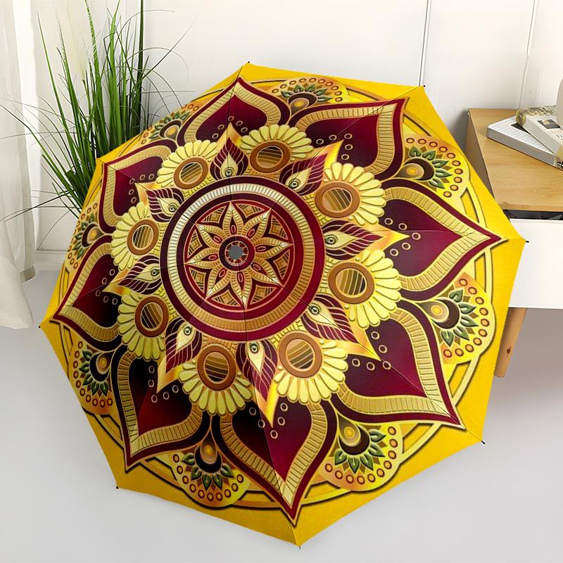 

1pc Mandala Pattern Automatic Open/Close Umbrella, Folding Compact Umbrella with Lightweight Design for Women/Men yy251028239