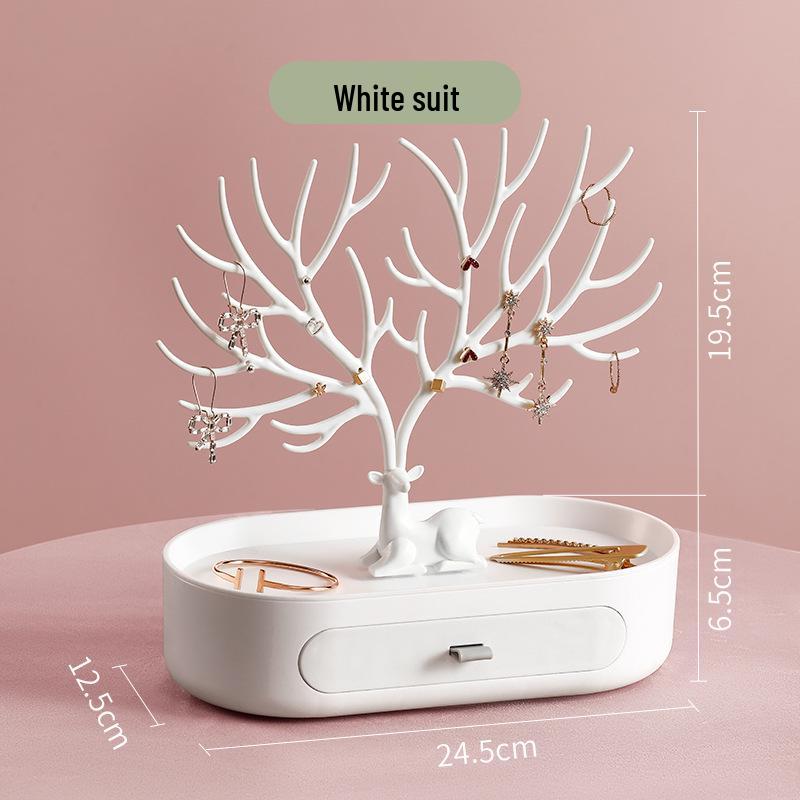 Antler Jewelry Stand: Deer-Shaped Rotating Earring and Necklace Organizer