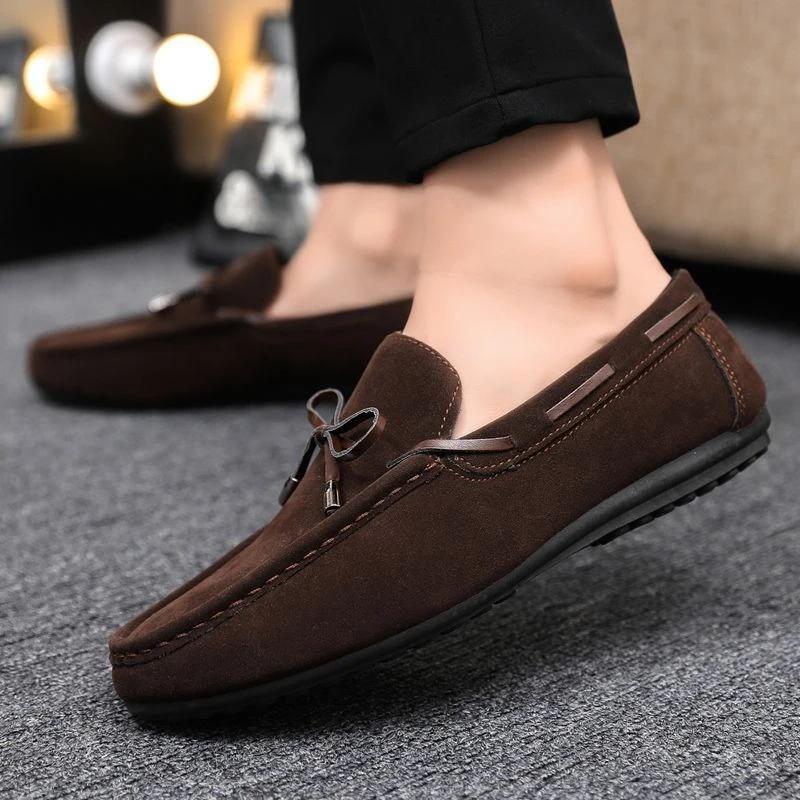 Soft Brown Leather Shoes for Men Plain Social Common Summer Sale 2025 Trend Classic Original Elegant Pu Man Casual Shoe