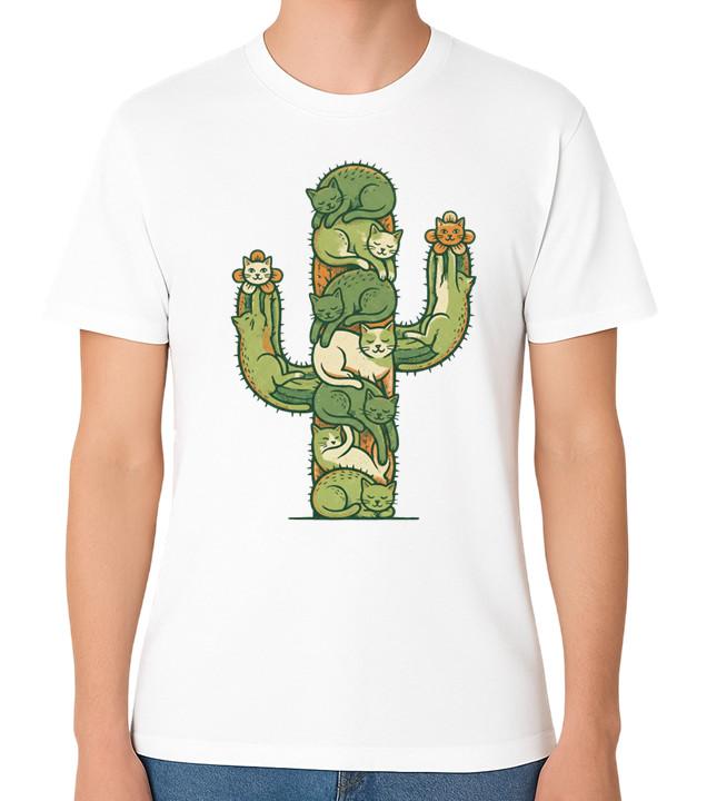Cat Cactus T-Shirt Funny Cat Lover Plant Lover Graphic Unisex Tee S