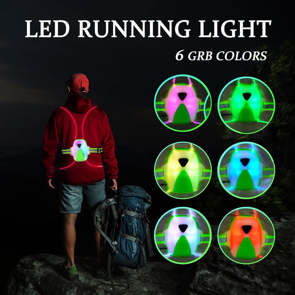 Led Reflective Running Vest Light, Running Vest for Men/Women Runner, Cycling, Walking, Reflective Running Gear with Front Light