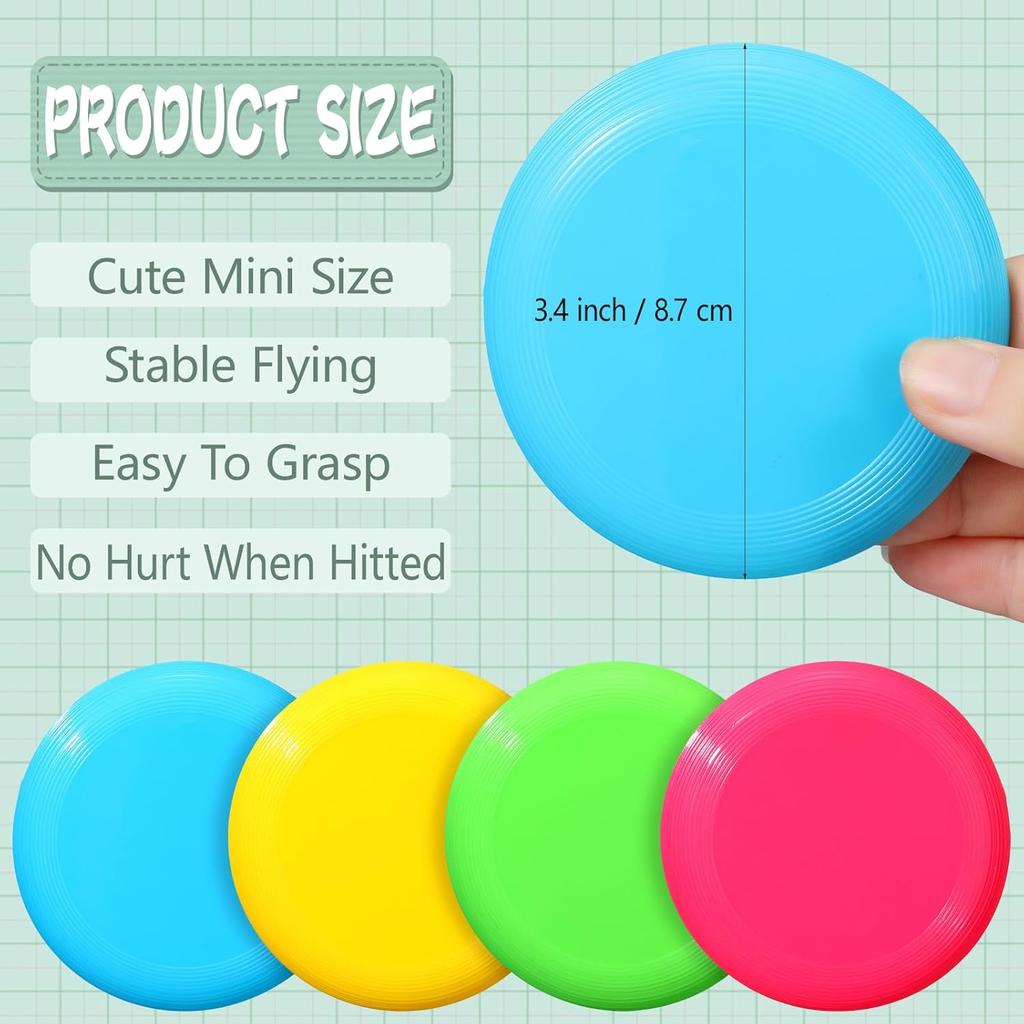 Hiboom Kids Flying Discs 3.4 Inch Mini Classic Flying Disks Bulk Soft Flyer Toy for Outdoor Pets Dog Yard Lawn Games Party Kindergarten Teaching