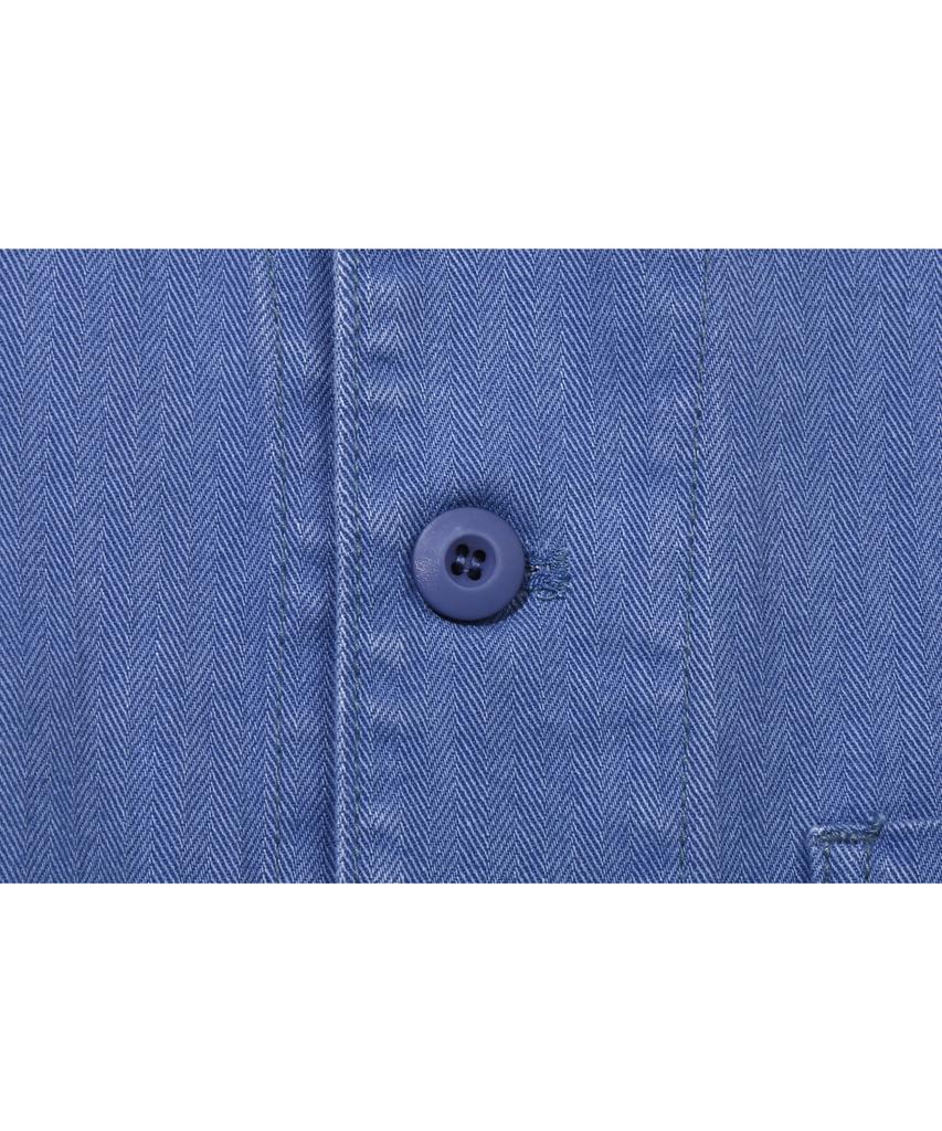 BASEMOMENT Herringbone Washed French Work Jacket Vintage Blue