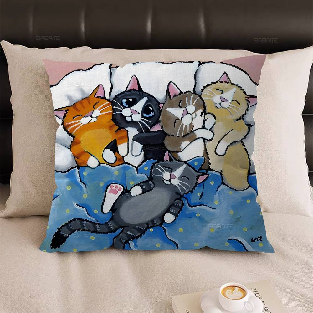 Kawaii Anime Katt Söt Dekorativ Rum Estetik Kuddfodral Heminredning Sovrum Soffa Säng Soffa Kuddfodral 45x45