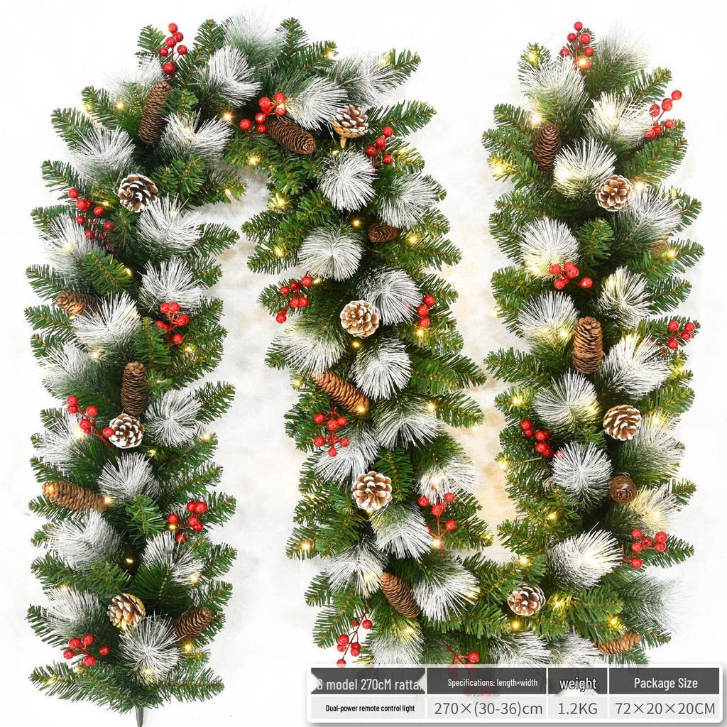 Christmas Glimmer: Garland Set for Tree, Window, and Fireplace with Flocked Leaf Ornaments