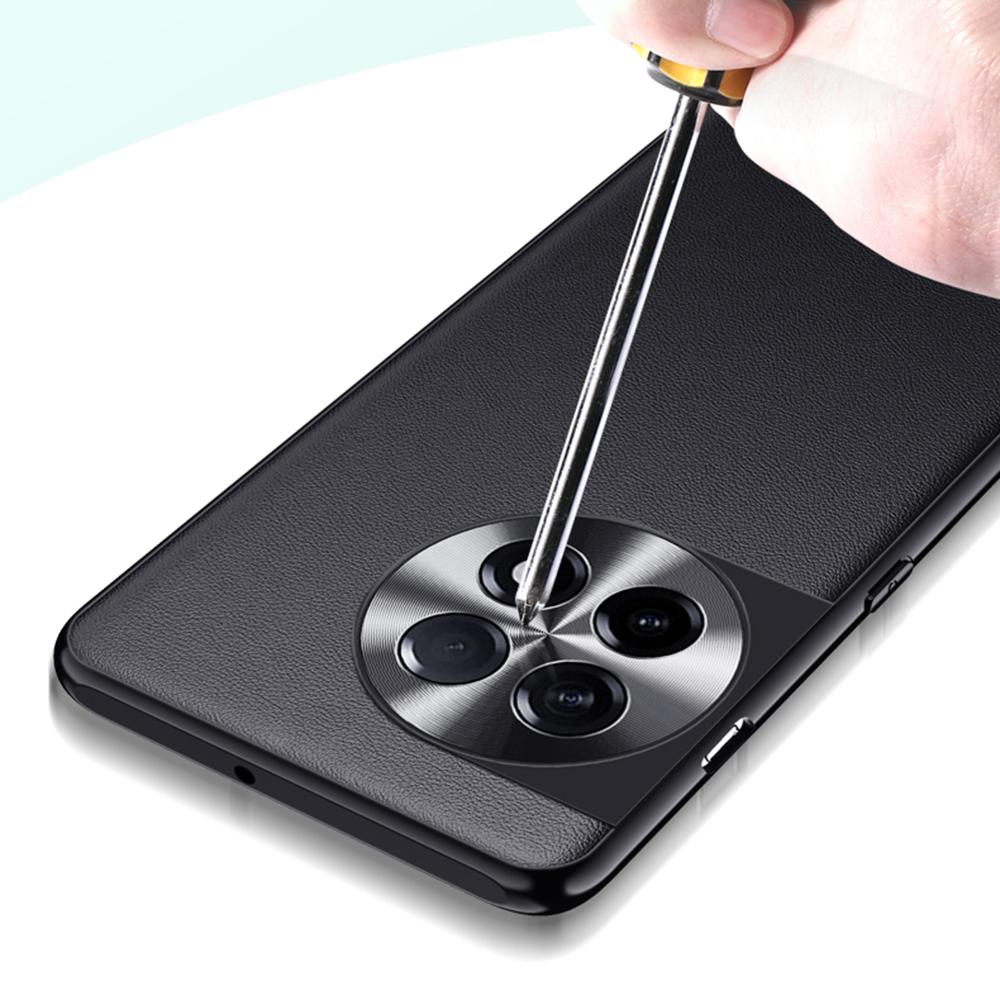 For OnePlus 11 5G PU Leather Coated TPU+PC Non-Slip Case Metal Lens Design Protective Phone Cover