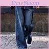 Retro Denim Pants For Women High Waist Wide Leg Long Trousers For Fall
