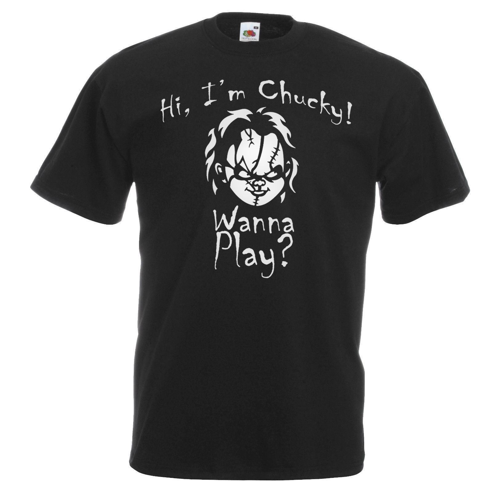 Adults Killer Doll Wanna Play Halloween Horror Film Quote Unisex Black TShirt S