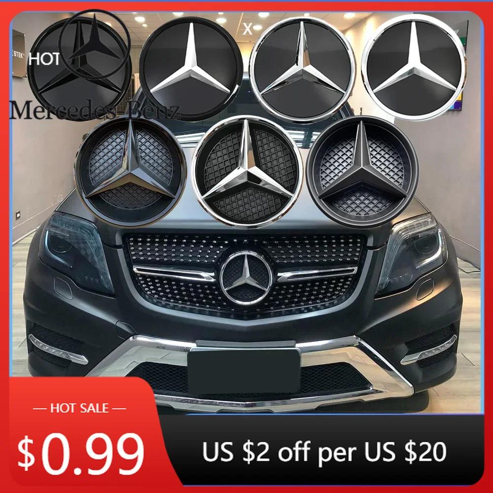 Hot Car Sticker Chrome Silver OE Star Front Grille Emblem With LED Chrome Silver Glossy Matte For Mercedes Benz B C E S R SL ML