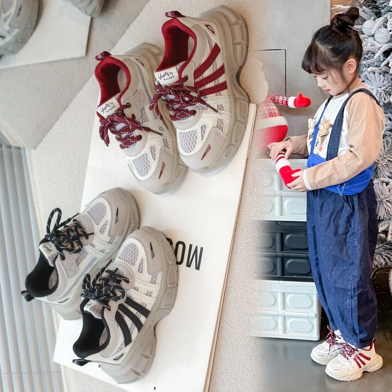 Classmate 2025 Frühling und Herbst Mädchen Gestreifte Sneakers Kinder Mesh Daddy Schuhe Leichte Trainingsschuhe Jungen Laufen