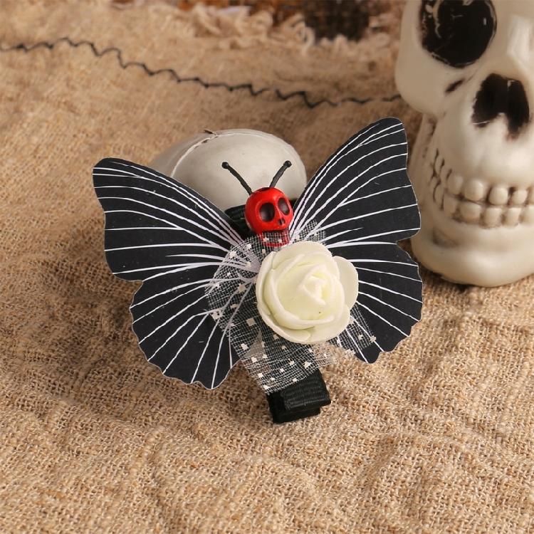 10Pcs Spooky Butterfly Skull Hair Clip Halloween Themed Skeleton Butterfly Hair Clasps Accessory for Costume Fun