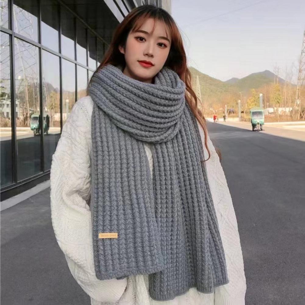 Winter Karm Knitted Scarf Thickened Elastic Windproof Stay Warm Shawl Anti-shrink Outdoor Scarf for Women Men Korean Style Christmas Gifts Unisex