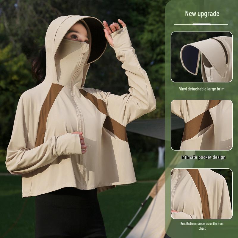 Women's Summer 2024 UV Protection Ice Silk Cycling Cardigan – Black Glue Original Yarn, Lightweight, and Breathable.