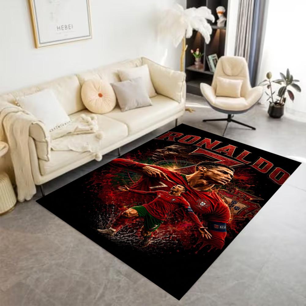 Ronaldo's Legacy Soccer Carpet Design for Outdoor Dormitory Balcony Decorate Room Antislip Carpet Anime Office Decor
