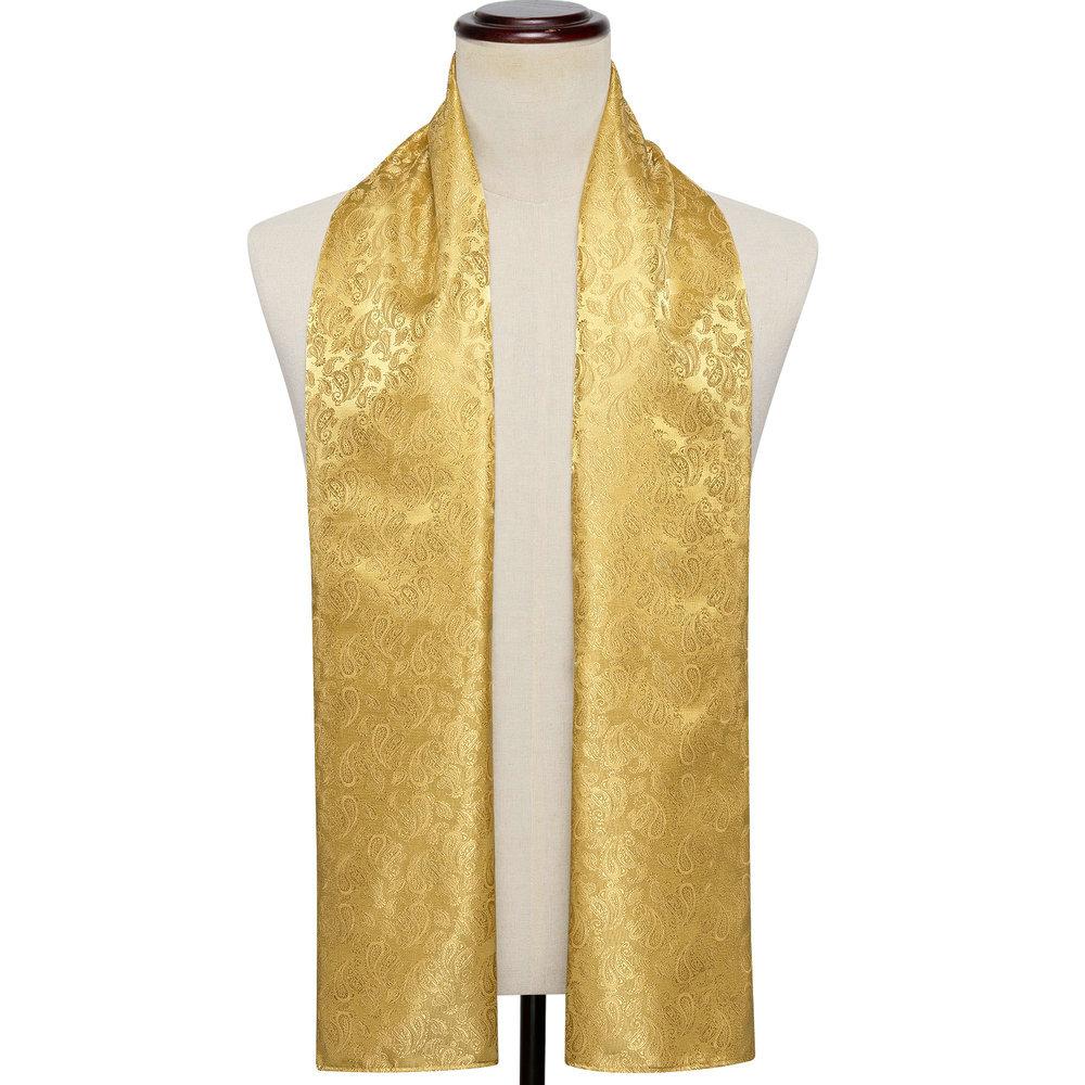 Barry.Wang Jacquard Silk Mens Scarf Floral Paisley Stylish Burgundy Gold Green Red Blue Purple For Male Wedding Business Party