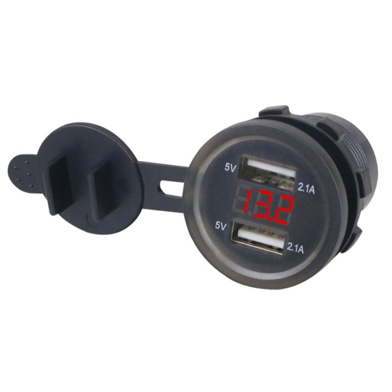 Dual USB Car Socket 12-24V Voltmeter LED Car Accessories Power Adapter