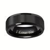 Stainless Steel Black Fashion Charm Jewelry Ring for Men Women Rings Wedding Engagement I Love You Male Jewelry
