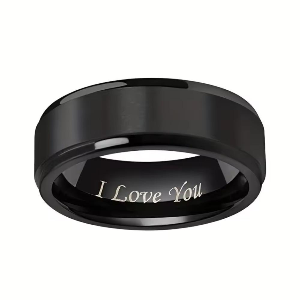 Stainless Steel Black Fashion Charm Jewelry Ring for Men Women Rings Wedding Engagement I Love You Male Jewelry